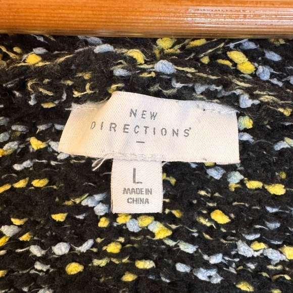 New Directions Black/Yellow/Blue Knit Cardigan - Picture 5 of 6